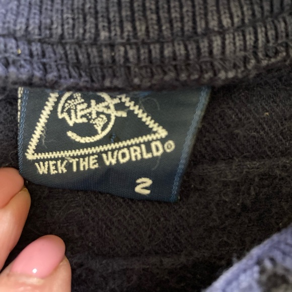 VTG Wek the World Men's Collared Sweatshirt Fits XL-2XL BLUE Mackinac Island - Picture 4 of 4